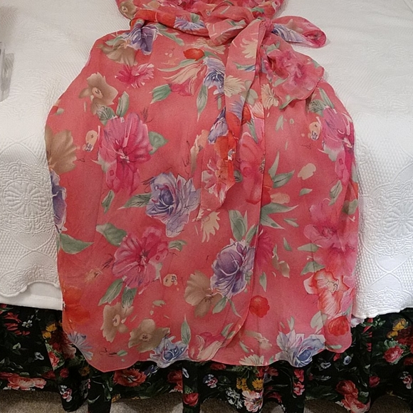 Lauren Ralph Lauren Floral Midi Dress - Pink and Green - Picture 2 of 4